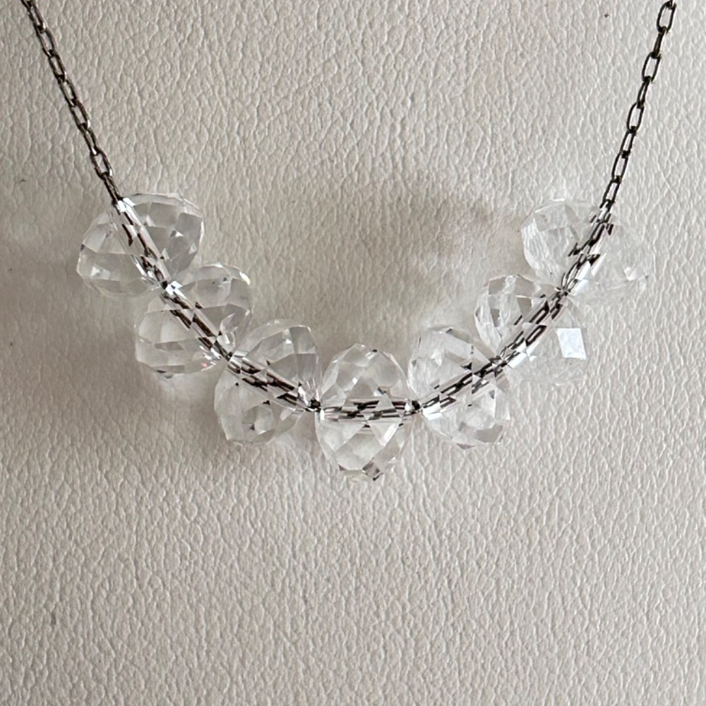 Kenneth J Lane Vintage Graduated Crystal Necklace on Delicate Silver Tone Chain